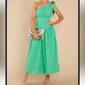 Red Dress “Like No Other” Green Maxi Dress
